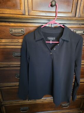 Susan Graver Black Collared Knit Top